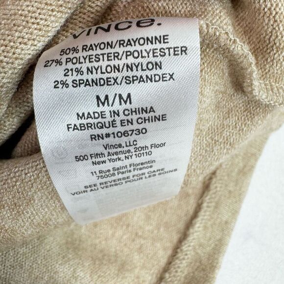 Vince Sweater Womens Medium Tan Neutral Cozy Mock Neck Neutral Minimalist - Picture 7 of 9